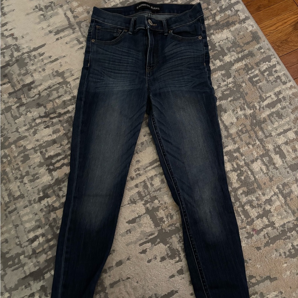 Express Women's Skinny Jeans - Dark Blue